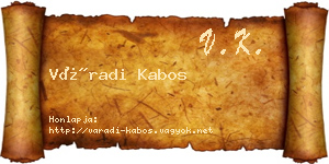 Váradi Kabos névjegykártya